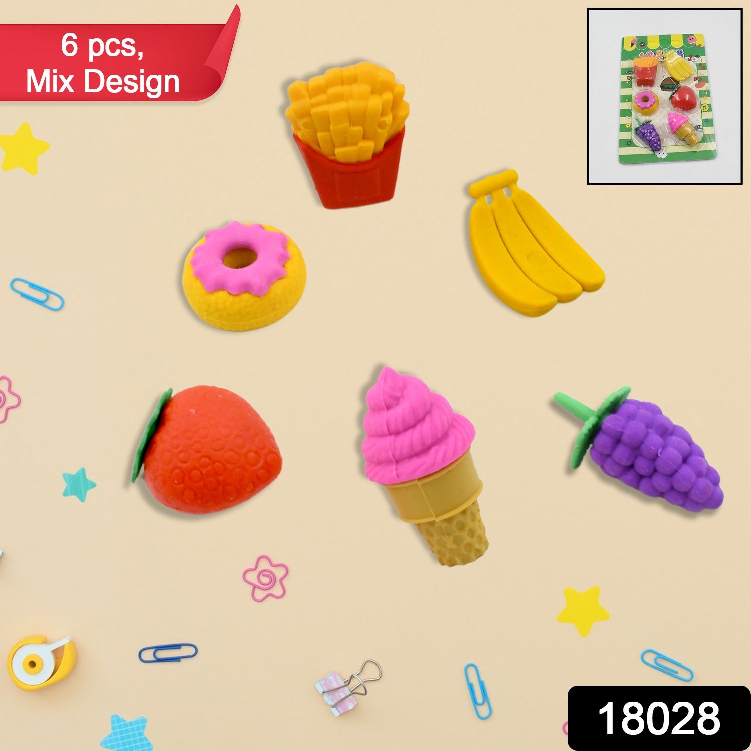 3D Food Fancy & Colorful Erasers – Cute Novelty Eraser Set for Kids & School Prize (1 Set / Mix Design & Color) 3D Food Fancy & Colorful Erasers – Cute Novelty Eraser Set for Kids & School Prize (1 Set / Mix Design & Color)